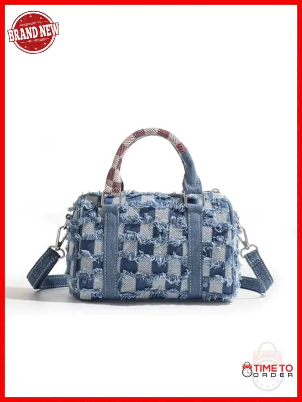 Cartoon Denim Shoulder Bag Crossbody With Detachable Strap